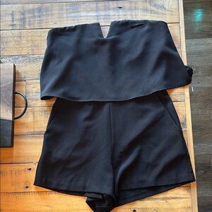Aqua Black Strapless Romper with pockets